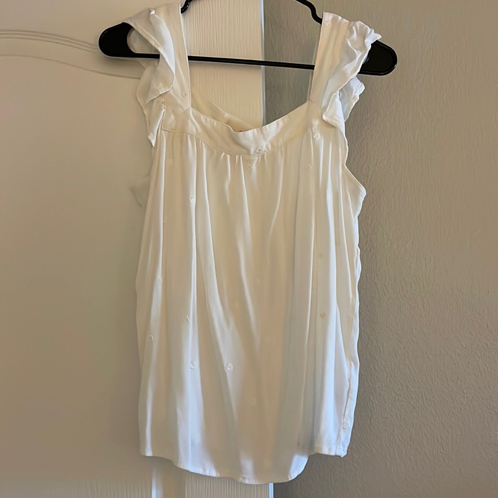 White/cream flower embroidered blouse